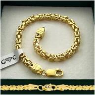 Bransolety męskie - ELEGANCKA MĘSKA BRANSOLETKA ZŁOTA SPLOT KRÓLWSKI 22 CM 4,5 MM DLA MĘŻCZYZNY - miniaturka - grafika 1