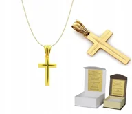 Biżuteria dla dzieci - Złoty łańcuszek pr. 585 Krzyżyk Krzyż Chrzest Komunia 50 cm AZ1KZ3 - miniaturka - grafika 1
