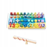 Klocki - Lalia Zabawka z drewna z edukacyjna ryby kółeczka, cyferki kształty puzzle - miniaturka - grafika 1