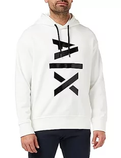 Armani Exchange Męska bluza z kapturem Maxi Contrast, Cuffed Hooded, biały, XXL - Bluzy męskie - miniaturka - grafika 1