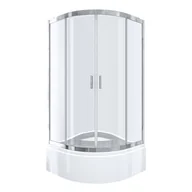 Kabiny prysznicowe - Kabina prysznicowa NAMELESS Durasan 90x90 chrom półokrągła z wysokim brodzikiem zestaw 1szt. - miniaturka - grafika 1