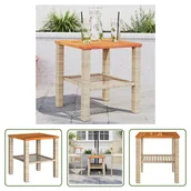 Stoły ogrodowe - The Living Store Stół ogrodowy - beżowy - 40x40x42 cm - polirattan i akacja - Stół Ogrodowy - miniaturka - grafika 1