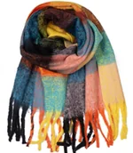 Apaszki i szaliki damskie - Ciepły szal szalik krata kratka puchata dzianina - miniaturka - grafika 1