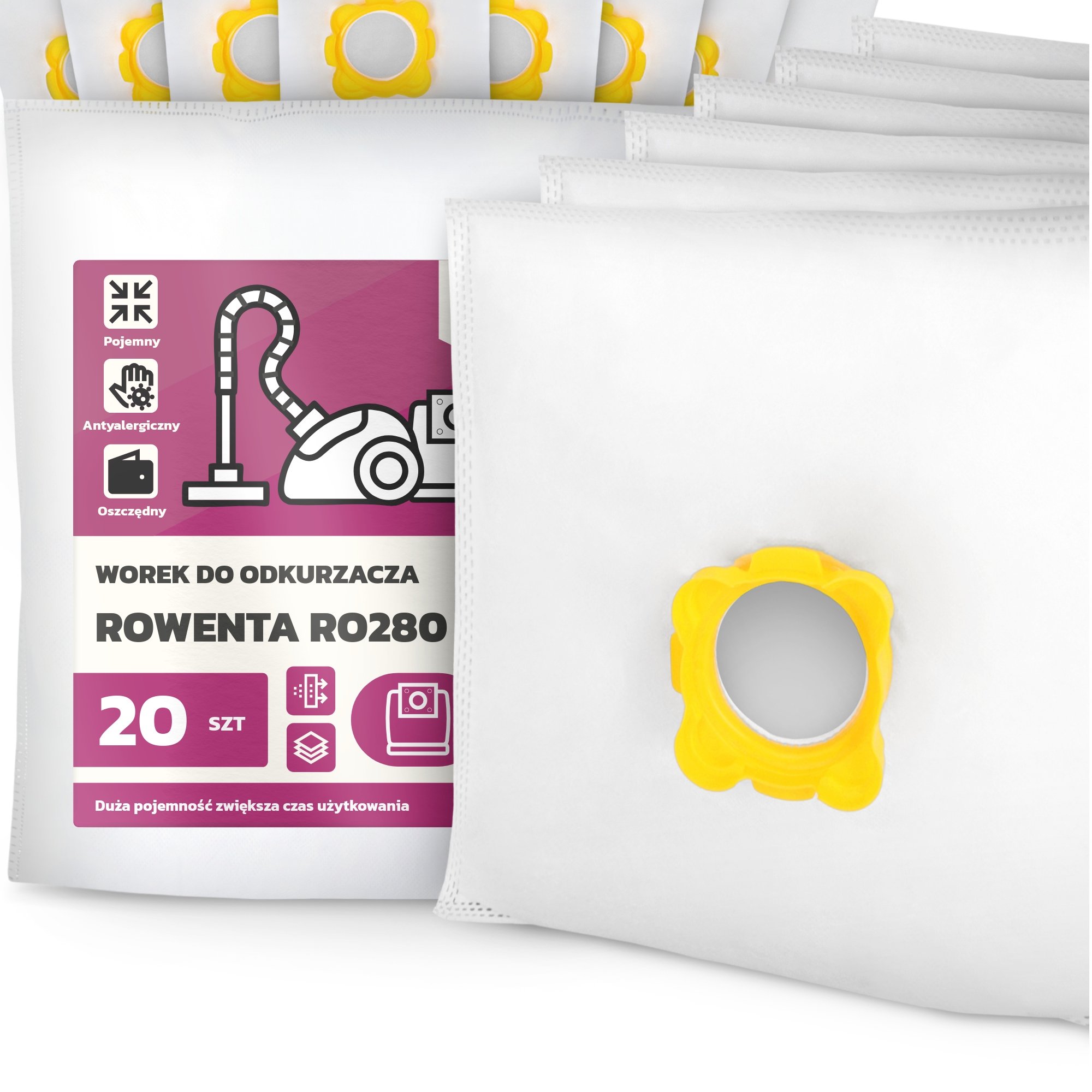 20x Worek do Odkurzacza Rowenta RO280 Syntetyczny Mikrowłókna Duży Worki G9