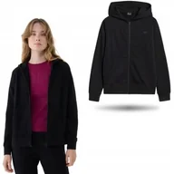 Bluzy damskie - Bluza Damska 4F Czarna Rozpinana Z Kapturem Dresowa Sportowa Rozmiar S - miniaturka - grafika 1