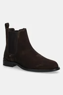 Botki męskie - Tommy Hilfiger sztyblety zamszowe CORPORATE HILFIGER SDE CHELSEA męskie kolor brązowy FM0FM05580 - miniaturka - grafika 1