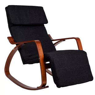 ModernHome Fotel bujany, fiński, regulowany podnóżek, bawełna, czarny - Fotele - miniaturka - grafika 1