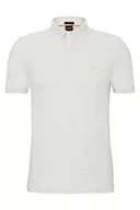 Koszulki męskie - BOSS Męska koszulka polo Passertip Slim-Fit ze stretchu i bawełny z naszywką z logo, jasny beż, L - miniaturka - grafika 1