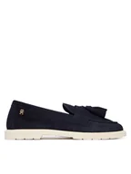 Mokasyny damskie - Tommy Hilfiger Mokasyny Light Suede Tassel Loafer FW0FW09285 Granatowy - miniaturka - grafika 1