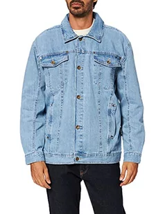 Southpole Męska kurtka Script Denim Jacket, haftowana kurtka dżinsowa dla mężczyzn dostępna w 2 kolorach, rozmiary S - XXL, niebieski (mid blue), L - Kurtki męskie - miniaturka - grafika 1