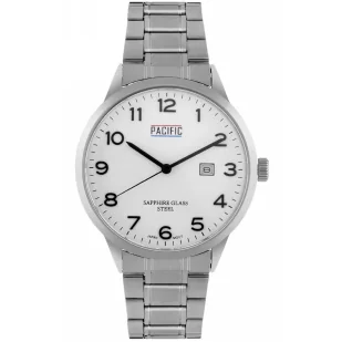 Zegarek Srebrny męski zegarek na bransolecie PACIFIC SSMB-1107D-01 - Zegarki męskie - miniaturka - grafika 1