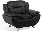 Fotele - Beliani Fotel ekoskóra czarny LEIRA 73947 - miniaturka - grafika 1