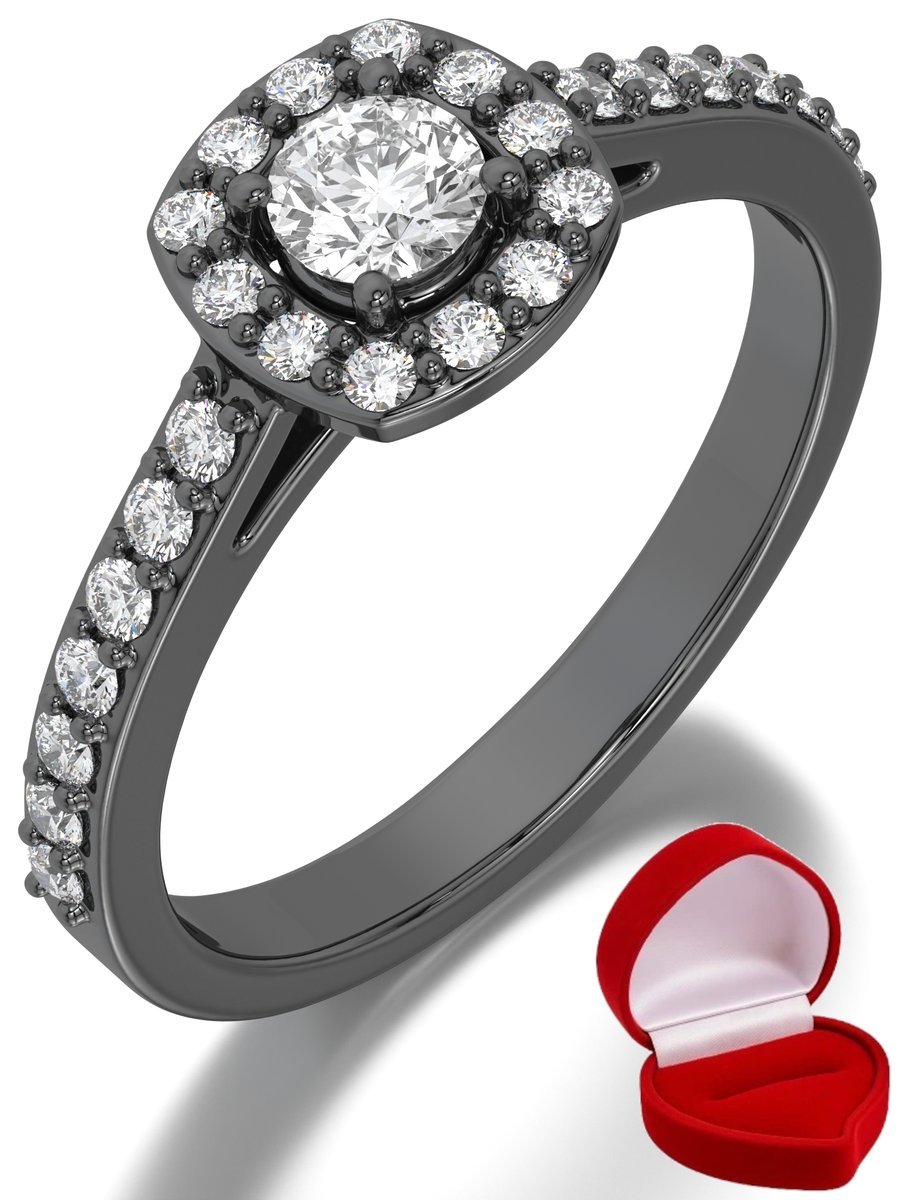 ZŁOTY PIERŚCIONEK ZARĘCZYNOWY 585 14k BRYLANT 0,19 ct CZARNE ZŁOTO R14