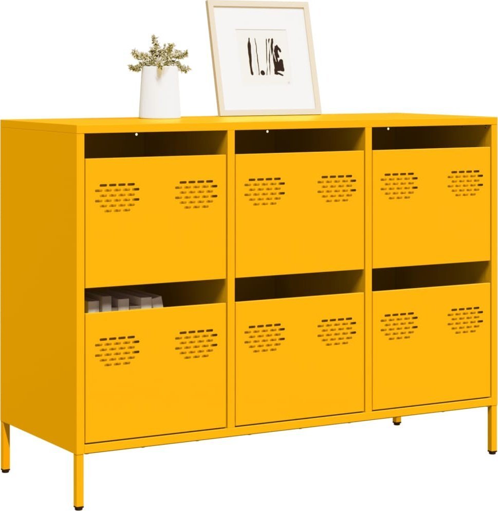 vidaXL vidaXL Szafka, musztardowa, 101,5x39x73,5 cm, stal walcowana na zimno