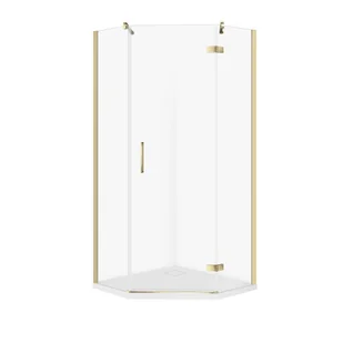 Kabina prysznicowa Cersanit Jota 80x80x195 pięciokątna złoty transparentne z brodzikiem tako slim 4cm biały S601-362 - Kabiny prysznicowe - miniaturka - grafika 1