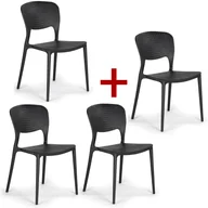 Krzesła - Plastikowe krzesło do jadalni EASY II 3+1 GRATIS, czarne - miniaturka - grafika 1