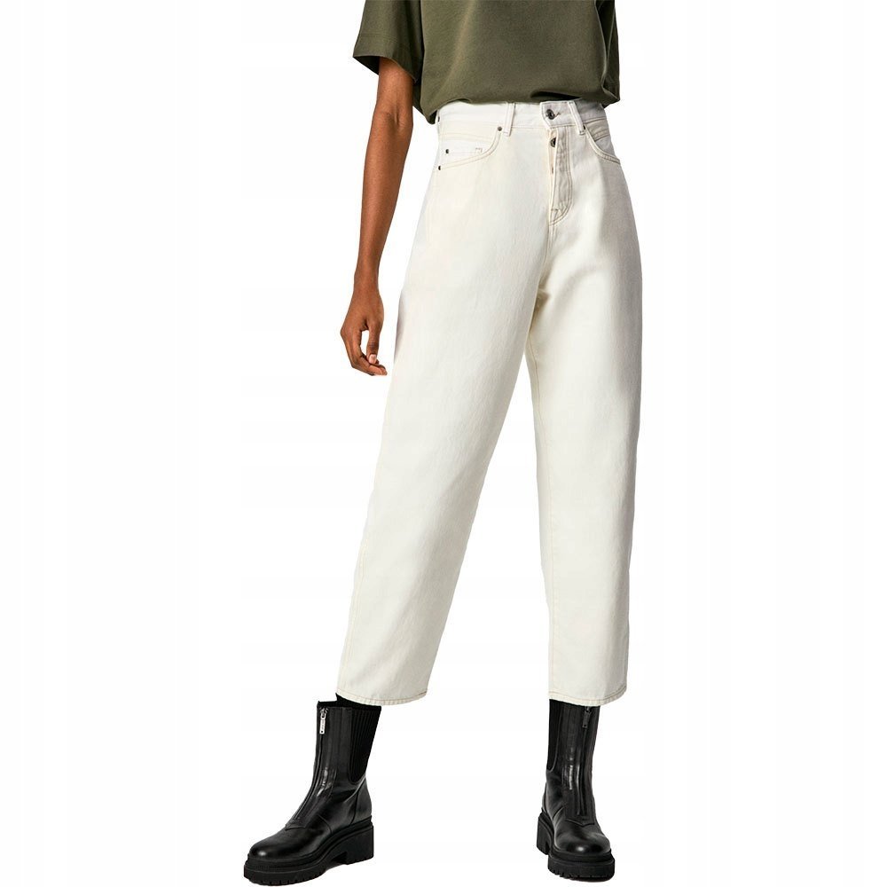 Pepe Jeans Spodnie Jeansowe Ecru Proste 24/30 P9D