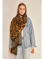 Apaszki i szaliki damskie - Shaka Szal w kolorze pomarańczowo-ciemnozielonym - 180 x 90 cm - miniaturka - grafika 1