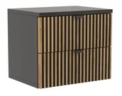 Szafki nocne - Czarna szafka z drewnianymi lamelami T5-H64 - miniaturka - grafika 1