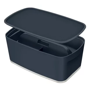 Szary pojemnik z pokrywką i przegródkami MyBox – Leitz - Pudła i pojemniki do przechowywania - miniaturka - grafika 1