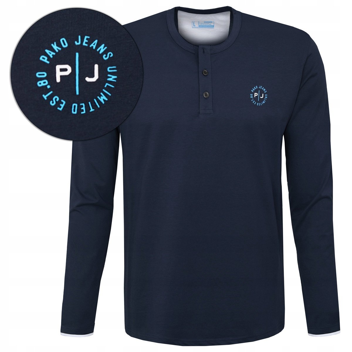 LONGSLEEVE męski koszulka z długim rękawem bawełniana LEVEL granatowa XL