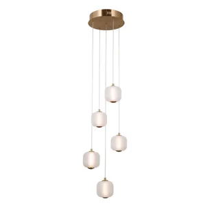 Złota, ledowa lampa wisząca PND-34362-5-HBR-OPAL z serii GANTI  - Lampy sufitowe - miniaturka - grafika 1