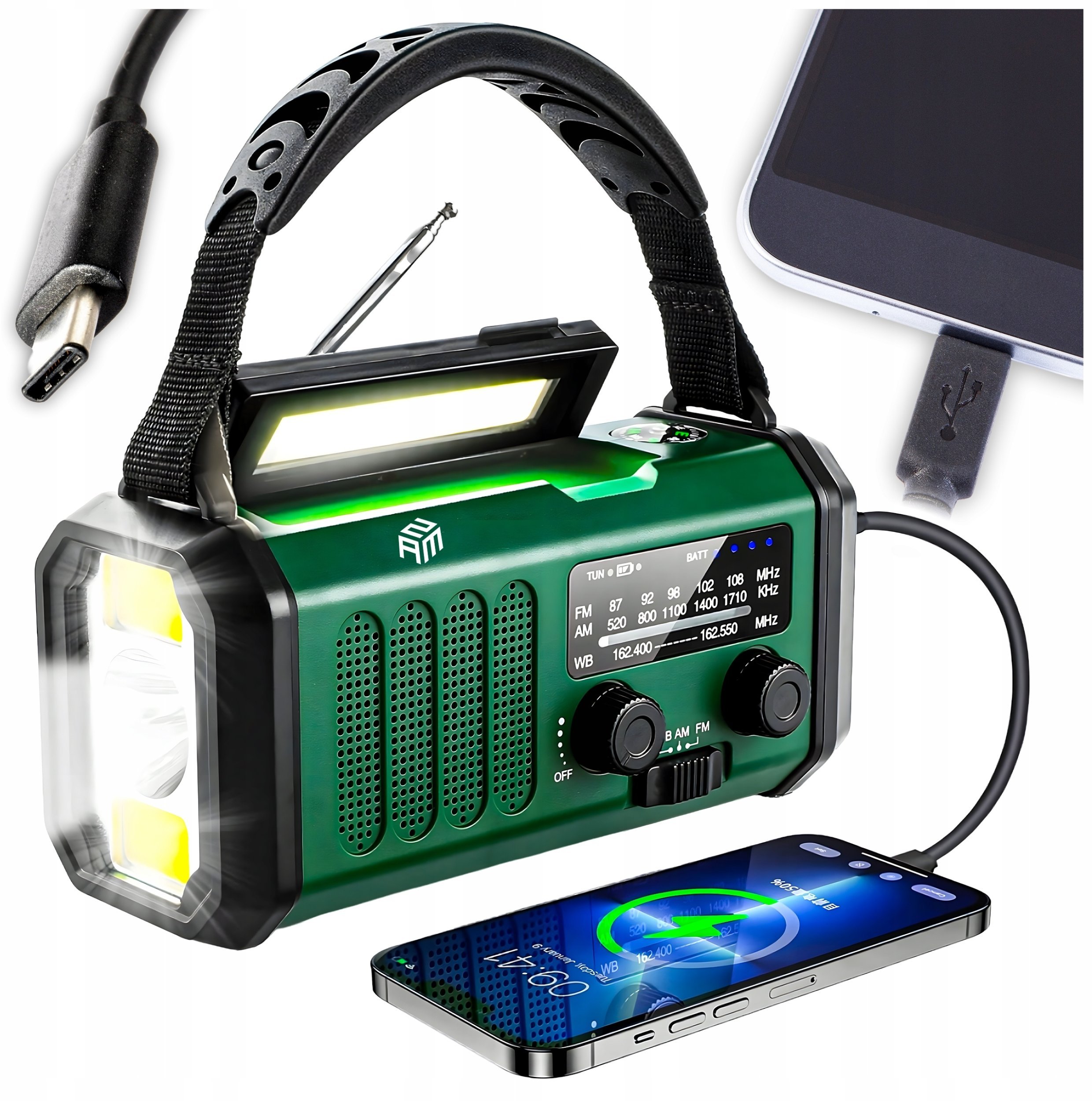 ZAM Radio survivalowe solarne dynamo Powerbank 10000mAh Latarka 3w1 turystyczne