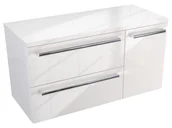 Szafki łazienkowe - Szafka Wisząca Z Blatem ATH 90 cm D Lewa - Biały Wysoki Połysk - Uchwyty Chromowane - miniaturka - grafika 1