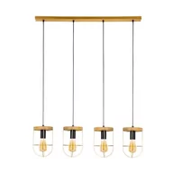 Lampy sufitowe - Britop Druciana LAMPA wisząca NETUNO 1811059451 industrialna OPRAWA metalowy zwis drewno złoty - miniaturka - grafika 1