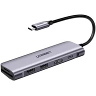 Adaptery i przejściówki - UGREEN Adapter 6w1 UGREEN Hub USB-C do 2x USB 3.0 + HDMI + SD/MicroSD + PD - miniaturka - grafika 1