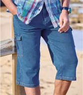 Spodnie męskie - Jeansowe spodnie 3/4 ze stretchem Mężczyzna Atlas For Men - Kolor : Niebieski - Rozmiar : 4XL - miniaturka - grafika 1