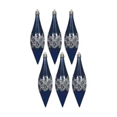 Bombki - Bombki plastikowe sopelki 14cm 6szt. granatowe - miniaturka - grafika 1