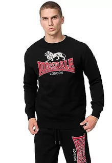 Bluzy męskie - Lonsdale Męska bluza z okrągłym dekoltem, normalny krój, LAWINS, czarny/czerwony/szary, XXL, 117463 - grafika 1