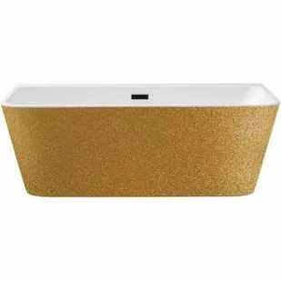 Besco WA-170-VRZC VARYA GLAM złota wanna wolnostojąca przyścienna maskownica syfonu z przelewem czarna 170 x 80 - Wanny - miniaturka - grafika 1