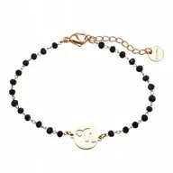 Bransoletki - Bransoletka Złota Beads Czarne Koraliki Stal Chirurgiczna KOZIOROŻEC - miniaturka - grafika 1