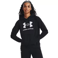 Bluzy sportowe damskie - Damska bluza dresowa nierozpinana z kapturem Under Armour UA Rival Fleece Big Logo Hdy - czarna - UNDER ARMOUR - miniaturka - grafika 1