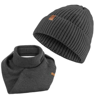 Ciemnoszary komin k4 + czapka damska cz43 brødrene - Czapki damskie - miniaturka - grafika 1