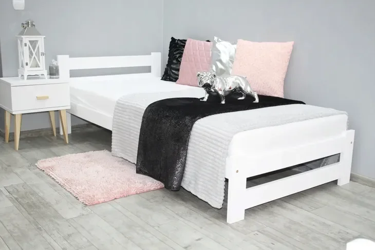 Łóżko drewniane EKO 100x200 białe MATERAC + stelaż gratis wytrzymałe