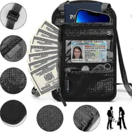 Torby podróżne - Blokująca RFID torba podróżna na szyję i uchwyt na paszport z regulowanym paskiem do Mishan Szary - miniaturka - grafika 1