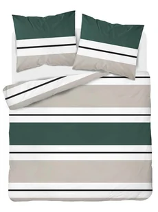 Pościel satynowa 160x200 biała zielona butelkowa beżowa paski Home Satin - Pościel - miniaturka - grafika 1