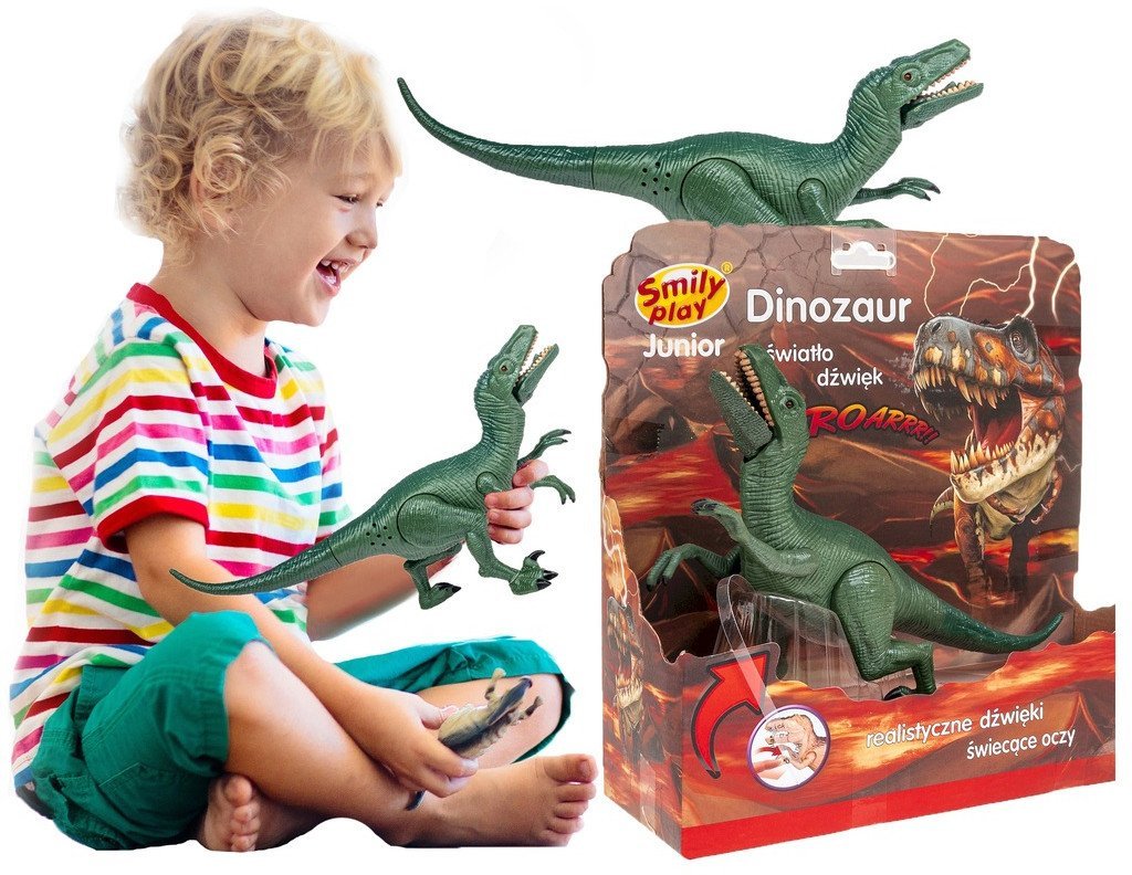 SMILY PLAY Dinozaur duży ryczy świeci velociraptor