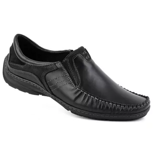Buty męskie mokasyny skórzane 627K czarne - KOMODO - Mokasyny męskie - miniaturka - grafika 1