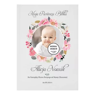 Biblia na Chrzest / Personalizowana / Pamiątka Chrztu ze Zdjęciem / Pamiątka Chrztu dla Dziewczynki - Dewocjonalia - miniaturka - grafika 1