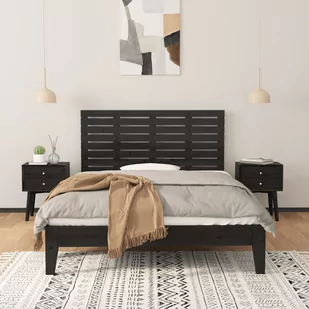 Wezgłowie łóżka, czarne, 146x3x63 cm, lite drewno sosnowe Lumarko! - Inne meble do sypialni - miniaturka - grafika 4