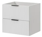 Szafki łazienkowe - Wisząca BIAŁA Szafka pod Umywalkę 60 cm SZUFLADY x2 RYFLOWANE FRONTY 3 kolory uchwytów - miniaturka - grafika 1