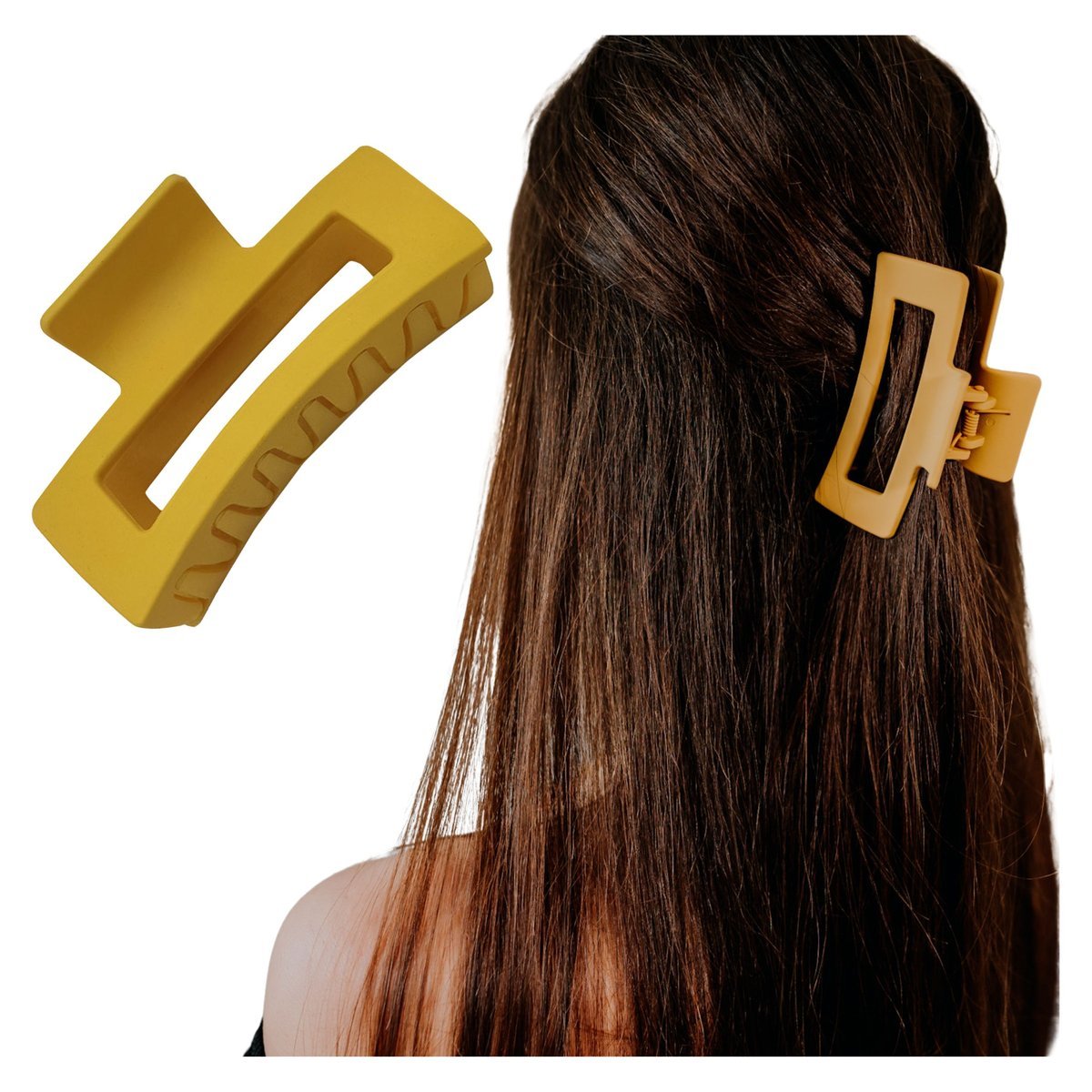 Klamra do Włosów Żółta Duża Spinka Francuska Matowa Lekka i Wytrzymała