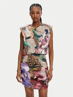 Sukienki - Just Cavalli Sukienka koktajlowa 78PAOE01 Kolorowy Slim Fit - miniaturka - grafika 1