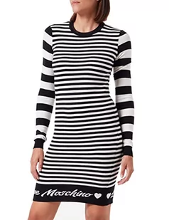 Love Moschino Damska sukienka z długim rękawem, biały/czarny, 44 - Sukienki - miniaturka - grafika 1