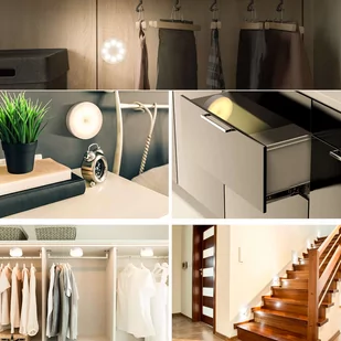 4x Lampka lampa LED czujnik ruchu zmierzchu nocna Alogy Sensor Light Bezprzewodowa oświetlenie meblowe Światło ciepłe 3000k - Lampy stojące - miniaturka - grafika 4