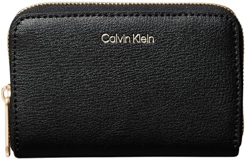 Calvin Klein Damskie logo foliowe średni zamek błyskawiczny wokół portfeli LV04F1091G, czarny (czarny/tosty kokosowy), jeden rozmiar, Czarny (czarny/tosty kokosowy), Rozmiar Uniwersalny